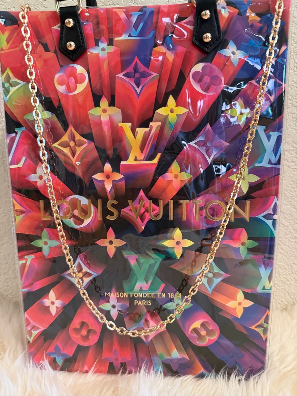 Louis Vuitton LV Shopping Tote Crossbody Bag PVC Cover Limited Edition Multi - Picture 3 of 7